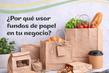 Fundas de papel para negocio con productos alimenticios