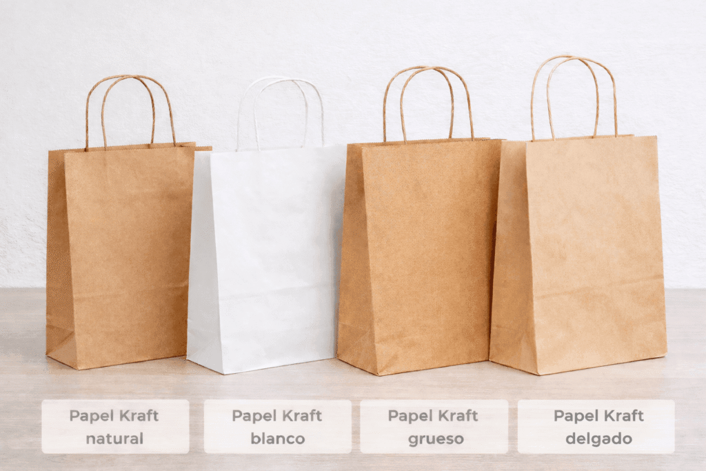 Tipos de papel kraft: natural, blanco, grueso y delgado